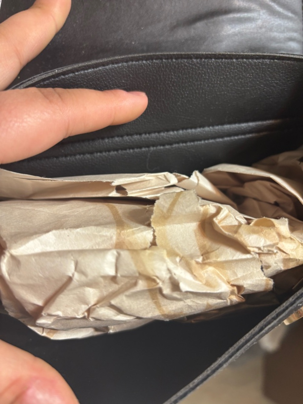 Boohoo Black Mini Top-Handle Bag with White Script - Picture 3 of 5